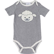 OZMOZ Kuzu Baskılı Unisex Bebek Body Gri