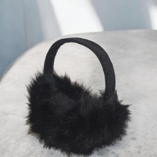 Ramdet Siyah Peluş Kulaklık Tüylü Peluş Kulak Isıtıcı Yumuşak Tüylü Kulaklık