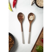 EW's Kitchenware Akasya 2 Li Servis Kaşığı & Sunum Kaşığı & Salata Servis Seti &