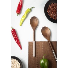 EW's Kitchenware Akasya 2 Li Servis Kaşığı & Sunum Kaşığı & Salata Servis Seti &