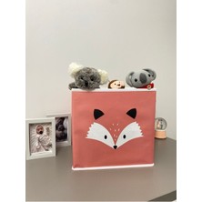 2'li Tilki Baskılı Kiremit Renk Kapaksız Kutu 30X30X30 cm