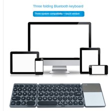 Blueleskyy 64 Tuşlu Üç Katlanır Yuvarlak Kapaklı Bluetooth Klavye Bilgisayar, Gri (Yurt Dışından)