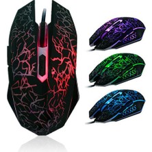 Blueleskyy Gaming Mouse USB Işık Çatlak 6 Tuşlu Kablolu Fare Renkli Fare (Yurt Dışından)