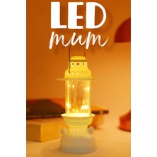 Telvesse LED Mum Kamp Lambası Tipi Pil Dahil Dumansız Alev Ledli Yapay Dekoratif Mum Dekor Işığı Beyaz PT437