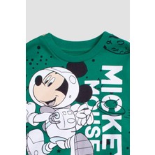 Chicsy Baby Pamuklu Astronot Mickey Mause Baskılı Tatlı Unisex Bebek&Çocuk 2'Li Alt Üst Eşofman Takım