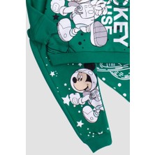 Chicsy Baby Pamuklu Astronot Mickey Mause Baskılı Tatlı Unisex Bebek&Çocuk 2'Li Alt Üst Eşofman Takım