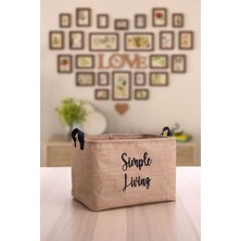 Prendi Home Jüt Simple Living Baskılı Büyük Boy 2'li Düzenleyici Saklama Sepeti Set 37  x  27  x  25