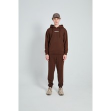 Oversize Kapüşonlu Baskılı Unisex Eşofman Takımı