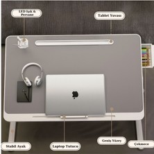 Ofis Fix Yükseklik ve Açı Ayarlı Laptop Sehpası | Katlanır Çalışma Masası | Çok Fonksiyonlu Yatak Sehpası N6 Gri