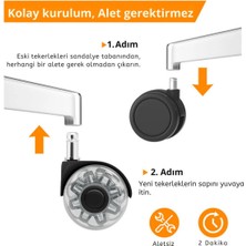 Ofis Fix 50mm Silikon Oyuncu Koltuğu Tekeri | Ofis Koltuk Tekeri | Ultra Sessiz Sandalye Tekeri