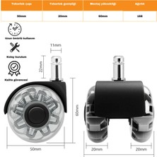 Ofis Fix 50mm Silikon Oyuncu Koltuğu Tekeri | Ofis Koltuk Tekeri | Ultra Sessiz Sandalye Tekeri