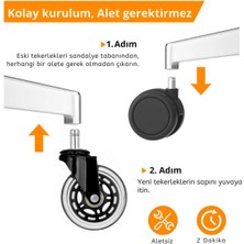 Ofis Fix 75mm Silikon Oyuncu Koltuğu Tekeri | Ofis Koltuk Tekeri | Ultra Sessiz Sandalye Tekeri