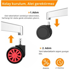 Ofis Fix 60mm Kırmızı Oyuncu Koltuğu Tekeri | Ofis Koltuk Tekeri | Ultra Sessiz Sandalye Tekeri