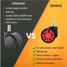 Ofis Fix 60mm Kırmızı Oyuncu Koltuğu Tekeri | Ofis Koltuk Tekeri | Ultra Sessiz Sandalye Tekeri