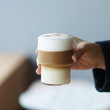 Lagabya 4 Adet Isıya Dayanıklı Origami Stil Bardak | Kahve ve Sunum Bardağı | Borosilikat Bardak 300 ml