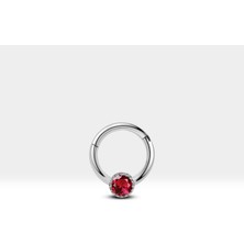 Yuvarlak Yakutlu Halka Piercing, 10 mm , 1.2 Mm, 14K Sarı-Beyaz-Kırmızı Altın | LC00050R