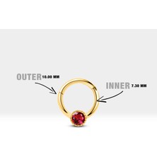Yuvarlak Yakutlu Halka Piercing, 10 mm , 1.2 Mm, 14K Sarı-Beyaz-Kırmızı Altın | LC00050R