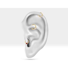 Yuvarlak Yakutlu Halka Piercing, 10 mm , 1.2 Mm, 14K Sarı-Beyaz-Kırmızı Altın | LC00050R