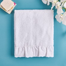 Evidea Soft Fırfırlı Yüz Havlusu - Beyaz - 50X90 cm