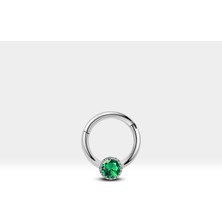 Yuvarlak Yeşil Garnetli Halka Piercing, 10 mm , 1.2 Mm, 14K Sarı-Beyaz-Kırmızı Altın | LC00050G