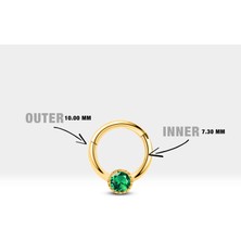 Yuvarlak Yeşil Garnetli Halka Piercing, 10 mm , 1.2 Mm, 14K Sarı-Beyaz-Kırmızı Altın | LC00050G