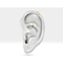 Yuvarlak Yeşil Garnetli Halka Piercing, 10 mm , 1.2 Mm, 14K Sarı-Beyaz-Kırmızı Altın | LC00050G