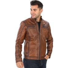 Spor Model Erkek Deri Mont Taba Renk