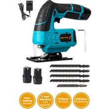 Idefoni 798 Vf Bakır Sargılı 2 x Akülü Dekupaj Bıçkı Testere Makinası + 5 Bıçak