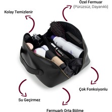 Fdf Store Makyaj Çantası Deri Valiz Içi Düzenleyici Büyük Boy Organizer Seyahat Tipi Siyah