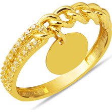 Bilezikci Harf Yazılabilen Pul Sallantılı 14 Ayar Yüzük