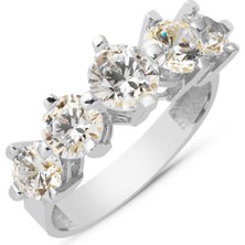 Bilezikci Spica 14 Ayar Beştaş Beyaz Altın Yüzük