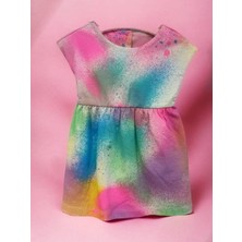 Kız Bebek  Pamuklu Sırtı Açık Beli Lastikli Renkli Elbise