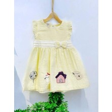 Kız Bebek Fiyonklu Patch Nakışlı Elbise