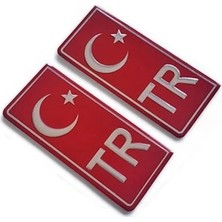 Türkiye Tr Plaka Krom Sticker 2'li - Türkiye Plaka Krom Stıcker - Türkiye Plakalık Krom Tr