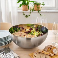 Lagabya 2'li Paslanmaz Çelik Karıştırma Kabı Popcorn ve Salata Kasesi Çelik Servis Kabı 25CM-13LT