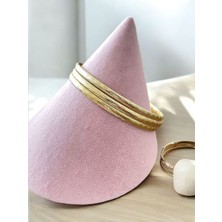 Stainless Steel Ajda Zigzag Desenli Gold Renk Bilezik 3 Lü