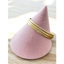Stainless Steel Ajda Zigzag Desenli Gold Renk Bilezik 3 Lü