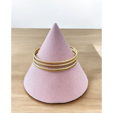 Stainless Steel Ajda Zigzag Desenli Gold Renk Bilezik 3 Lü