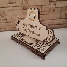 Kişiye Özel Dekoratif Ahşap Saatli Masa Isimliği