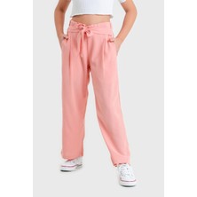 Kız Çocuk Beli Bağcıklı Keten Pantolon G2541