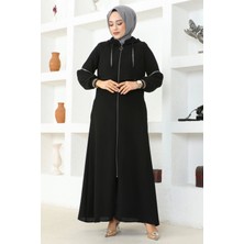 Ithal Petek Kapüşonlu Ferace -Siyah