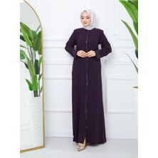 Ön ve Kol Taşlı Büyük Beden Ferace