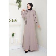 Ön ve Kol Taş Detaylı Büyük Beden Ferace