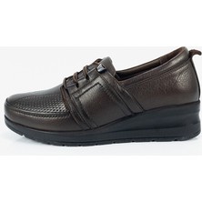 Aktaş Ayakkabı Kadın Kahverengi  Deri Kemik Çıkıntısı Için Özel Ortopedik Dolgu Topuk Lastikli Babet Ayakkabı