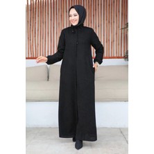 Şönil Kumaş Kışlık Comfort Ferace - Siyah