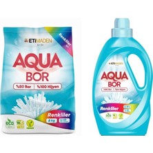 Aquabor Çamaşır Deterjanı 6 kg Toz Renkliler Için +  33 Yıkama Sıvı Aquabor Renkliler Için