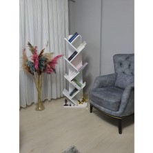 BRR Store Naz Serisi Beyaz Renk Piramit Kitaplık Ev ve Ofis Tipi Kitaplik - Kitaplık