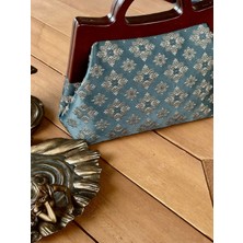 Jophiel Raphael - Ahşap Burslu Kumaş Çanta, Clutch, El Çantası, Portföy, Kadın Çanta, Çanta