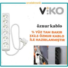 Viko Multi-Let 6 Lı 3x2.5 Öznur Kablo Tam Bakır (12 ile 40 Metre Arası) Topraklı Çocuk Korumalı Uzatma Grup Priz ( 3x2.5 Ttr Öznur Kablo Tam Bakır)