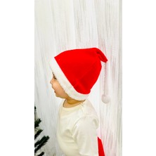 Çocuk Noel Şapkası - Yılbaşı Şapkası - Polar Yıl Başı Şapkası - Noel Baba Şapkası Çocuk Ebat